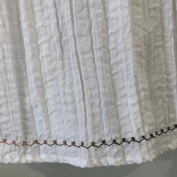 Mystique Boutique White Blouse with Black and Orange Embroidery size L boho - Picture 4 of 11